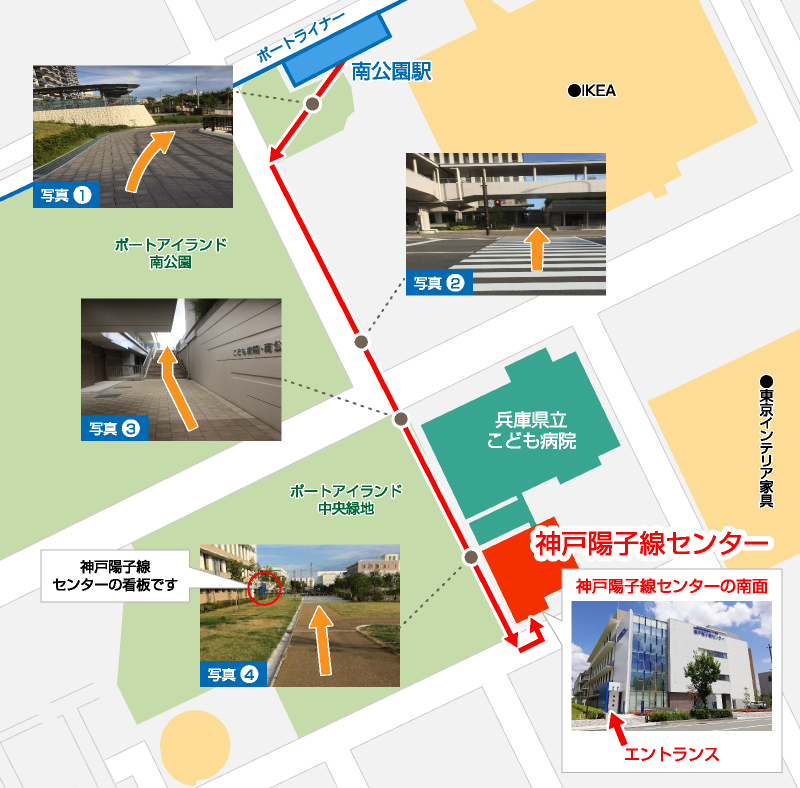 ポートライナー南公園駅からの道順